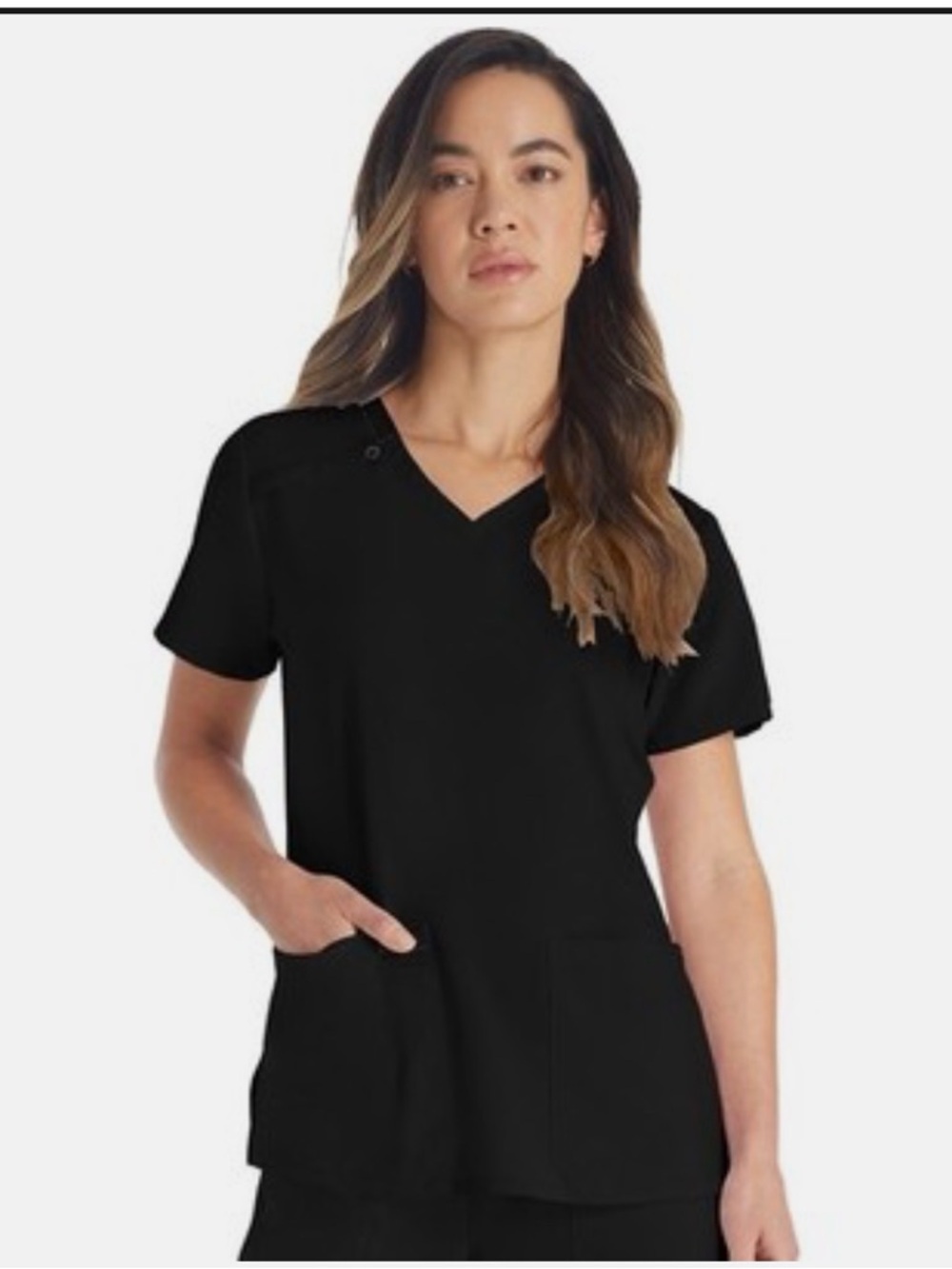 Dickies EDS Black V-Neck Medical Scrub Top - Women's